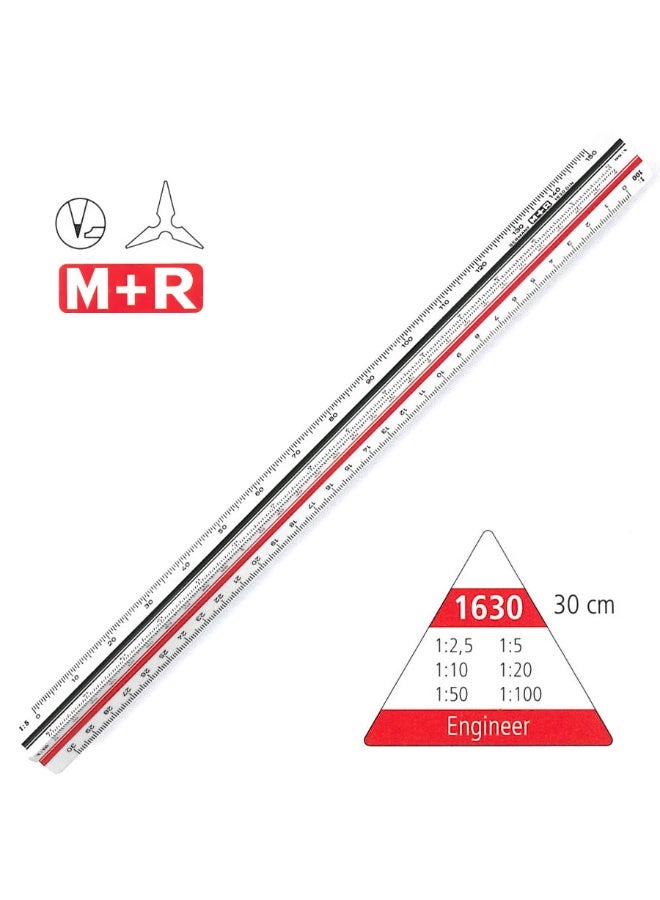 M+R 30cm Ruler Professional Triangular Scale Ruler - Image 1